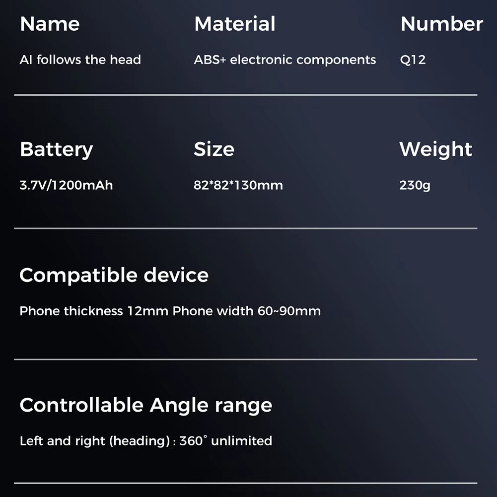 Auto Face Tracking Tripod 360° Rotation Auto Tracking Phone Holder Face Tracking Phone Tripod Holder for Tiktok Video Recording