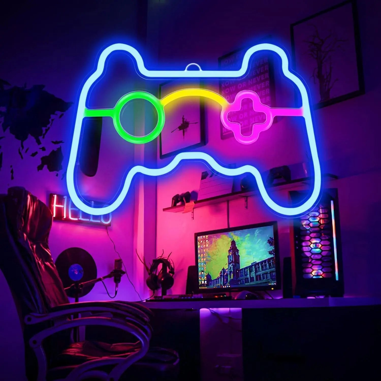 LED Neon Signs Gamepad Neon Sign Shape for Gamer Room Wall Bedroom Decor Lights
