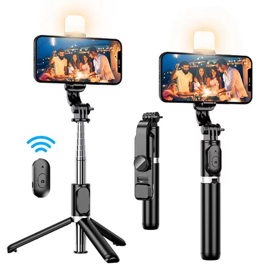 2024 New Wireless Selfie Stick Tripod Bluetooth Foldable Monopod with Led Light Remote Shutter for Iphone Wholesale