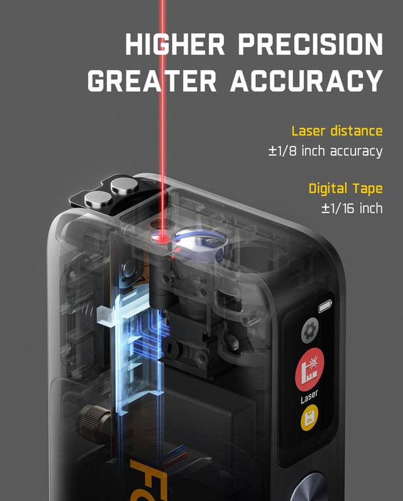 【Christmas Gift】Fanttik A10 Pro 2-In-1/A10 Apex 3-In-1 Digital Laser Tape Measure with HD IPS Color Display, 165Ft Rechargeable Laser Measurement Tool & 9.8Ft Measuring Tape, 6 Units Selectable, for Distance/Area/Volume Christmas Gift Industrial Home