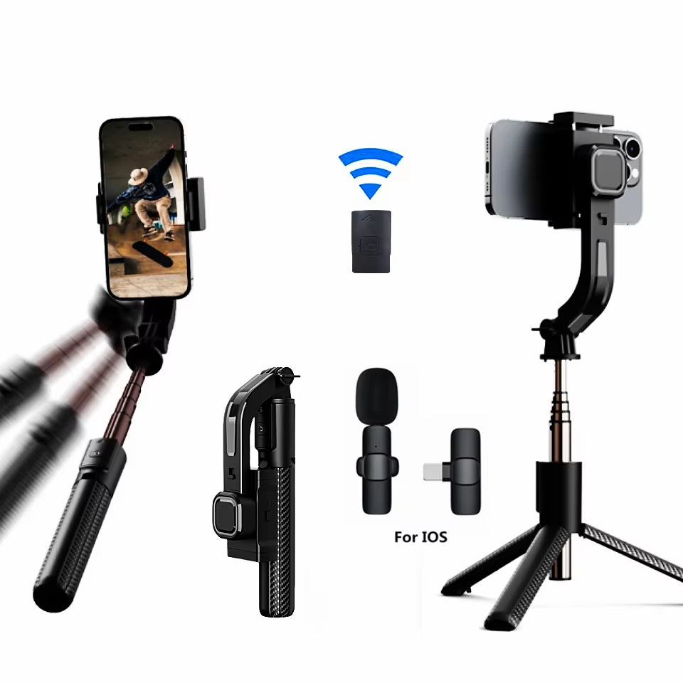 Selfie Tripod Bluetooth Gimbal Stabilizer 360 ° Rotation Stable Shooting for Smartphone Live Vertical Shooting Bracket