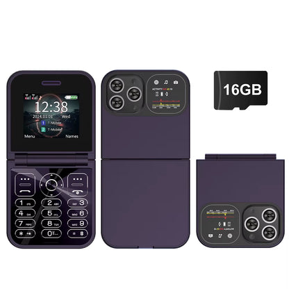 Classic Small Flip Mobile Phone 2G Dual SIM Card Blacklist Speed Dial 2.0“ Screen 180° Fold Button Cellphones New Upgrade
