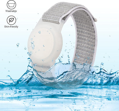 Kids Wristband Compatible with Apple Airtag, Protective Case for Air Tag GPS Tracker Holder with Nylon Bracelet, Adjustable anti Lost Watch Band for Toddler Child Elder(Grey)