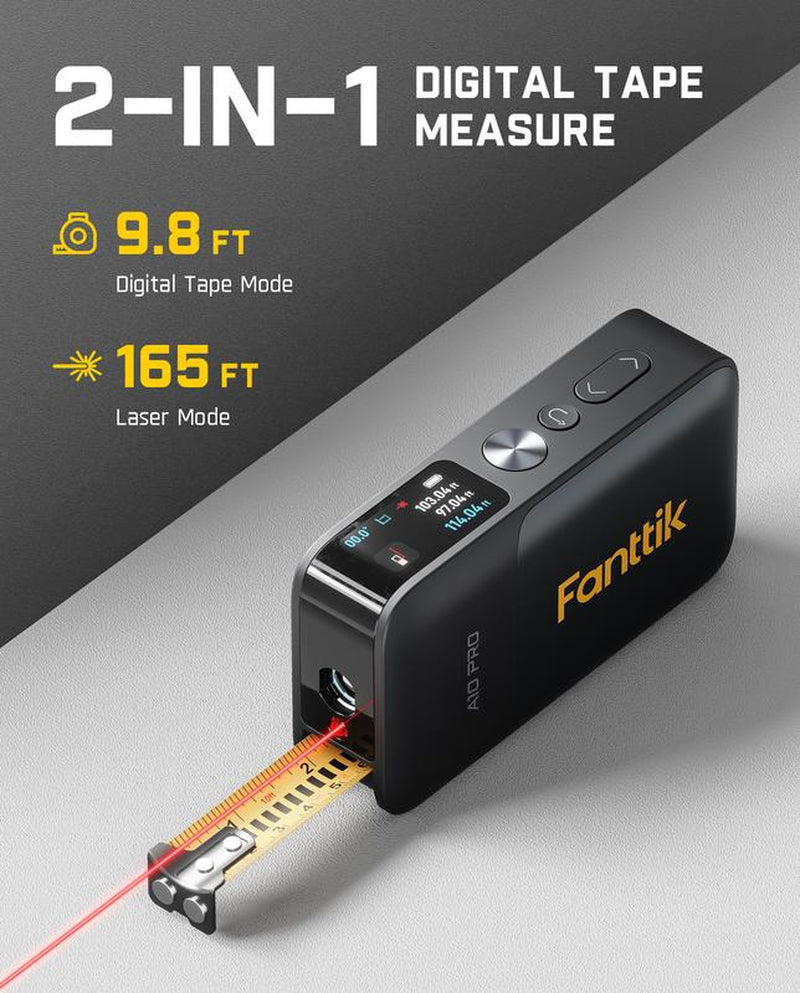 【Christmas Gift】Fanttik A10 Pro 2-In-1/A10 Apex 3-In-1 Digital Laser Tape Measure with HD IPS Color Display, 165Ft Rechargeable Laser Measurement Tool & 9.8Ft Measuring Tape, 6 Units Selectable, for Distance/Area/Volume Christmas Gift Industrial Home