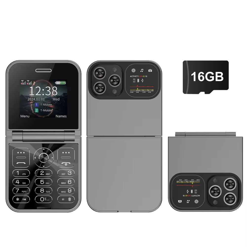 Classic Small Flip Mobile Phone 2G Dual SIM Card Blacklist Speed Dial 2.0“ Screen 180° Fold Button Cellphones New Upgrade