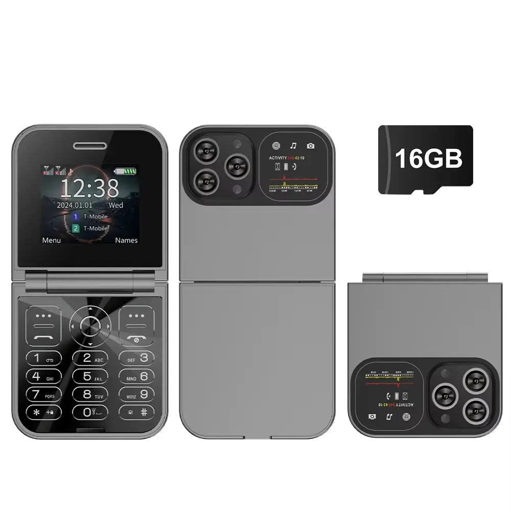 Classic Small Flip Mobile Phone 2G Dual SIM Card Blacklist Speed Dial 2.0“ Screen 180° Fold Button Cellphones New Upgrade