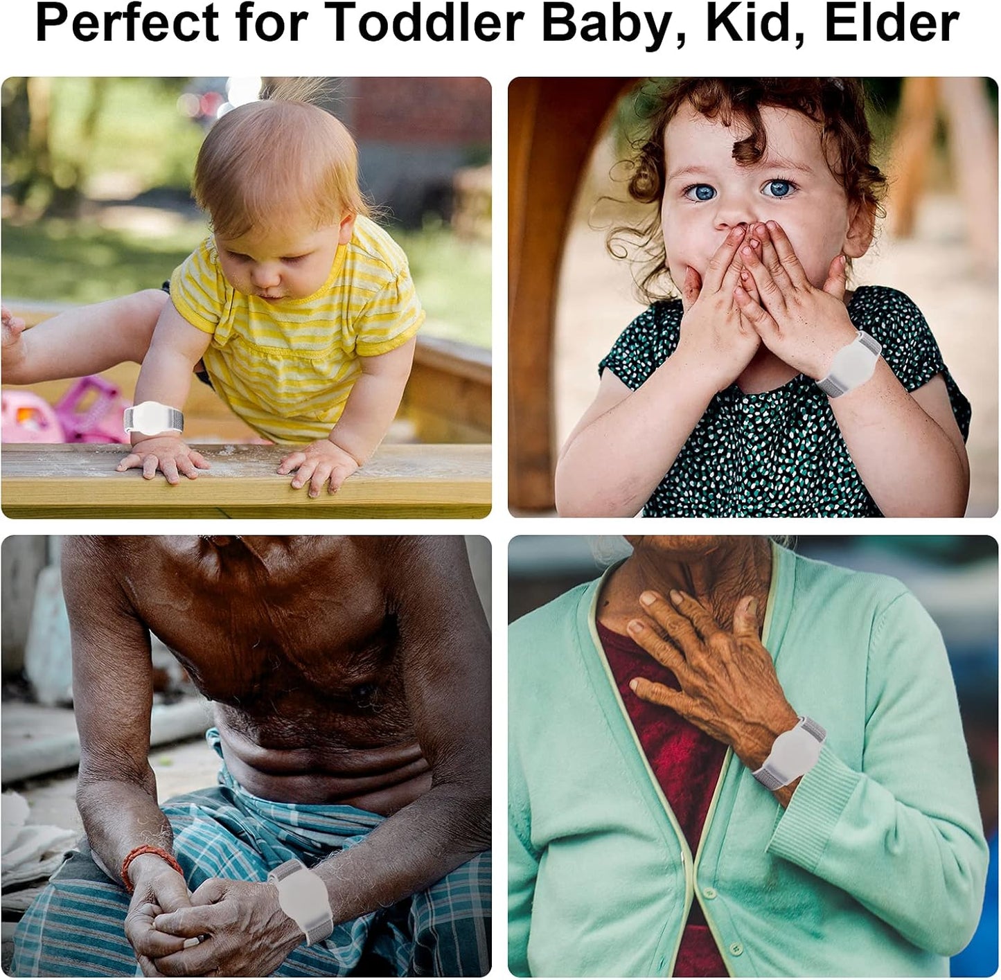 Kids Wristband Compatible with Apple Airtag, Protective Case for Air Tag GPS Tracker Holder with Nylon Bracelet, Adjustable anti Lost Watch Band for Toddler Child Elder(Grey)