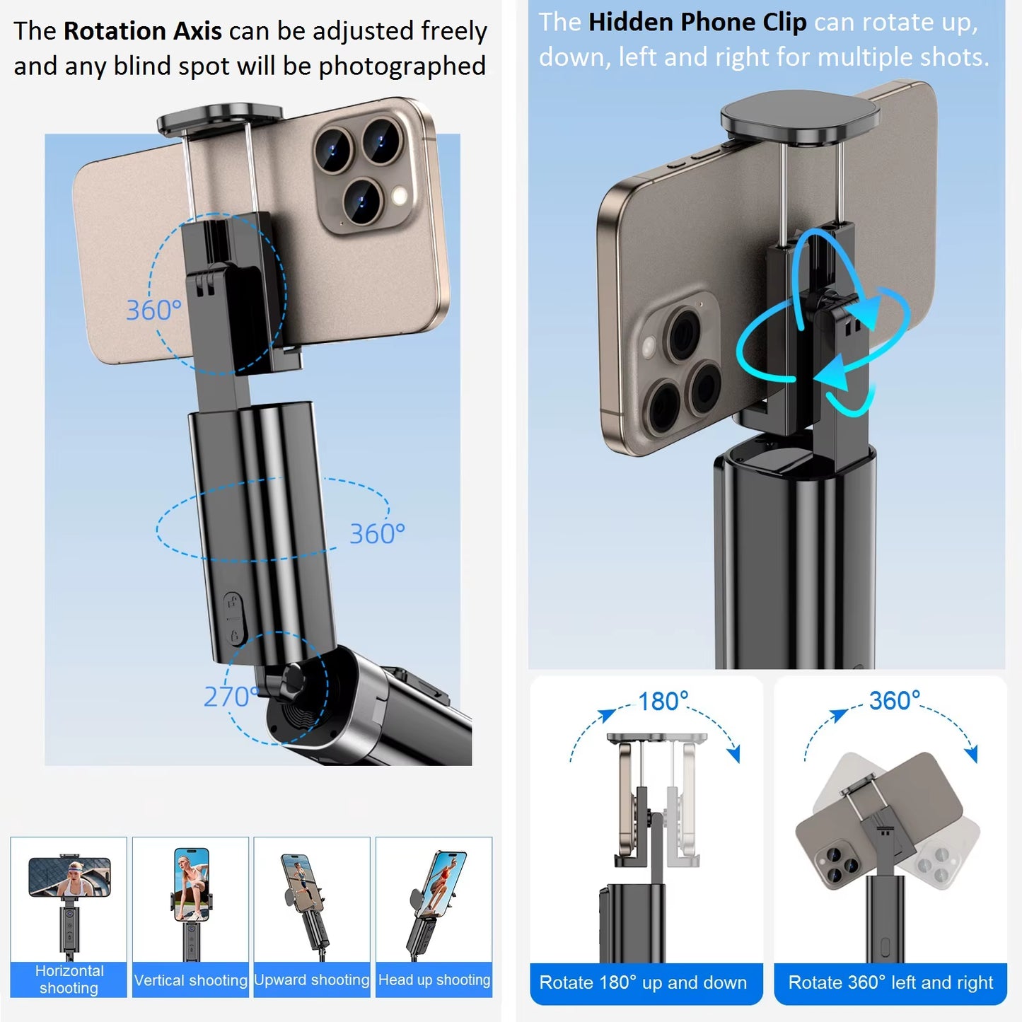 Auto Face Tracking Tripod 360° Rotation for Iphone Android, 59'' Auto Tracking Phone Holder Tripod Selfie Stick for Video Vlogs