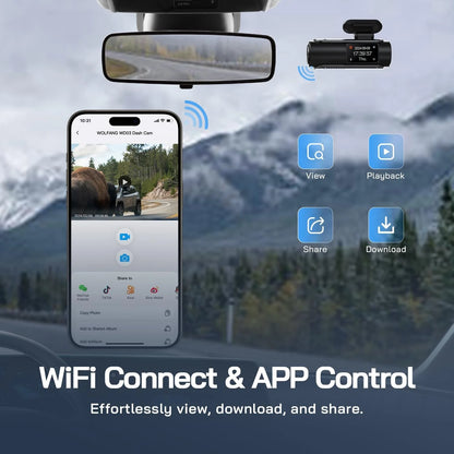 Dash Cam Front and Rear, 4K+1080P Dual Car Camera, Parking Monitor, Loop Recording