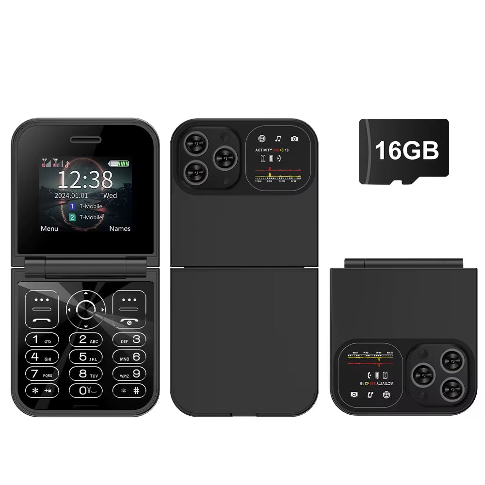 Classic Small Flip Mobile Phone 2G Dual SIM Card Blacklist Speed Dial 2.0“ Screen 180° Fold Button Cellphones New Upgrade