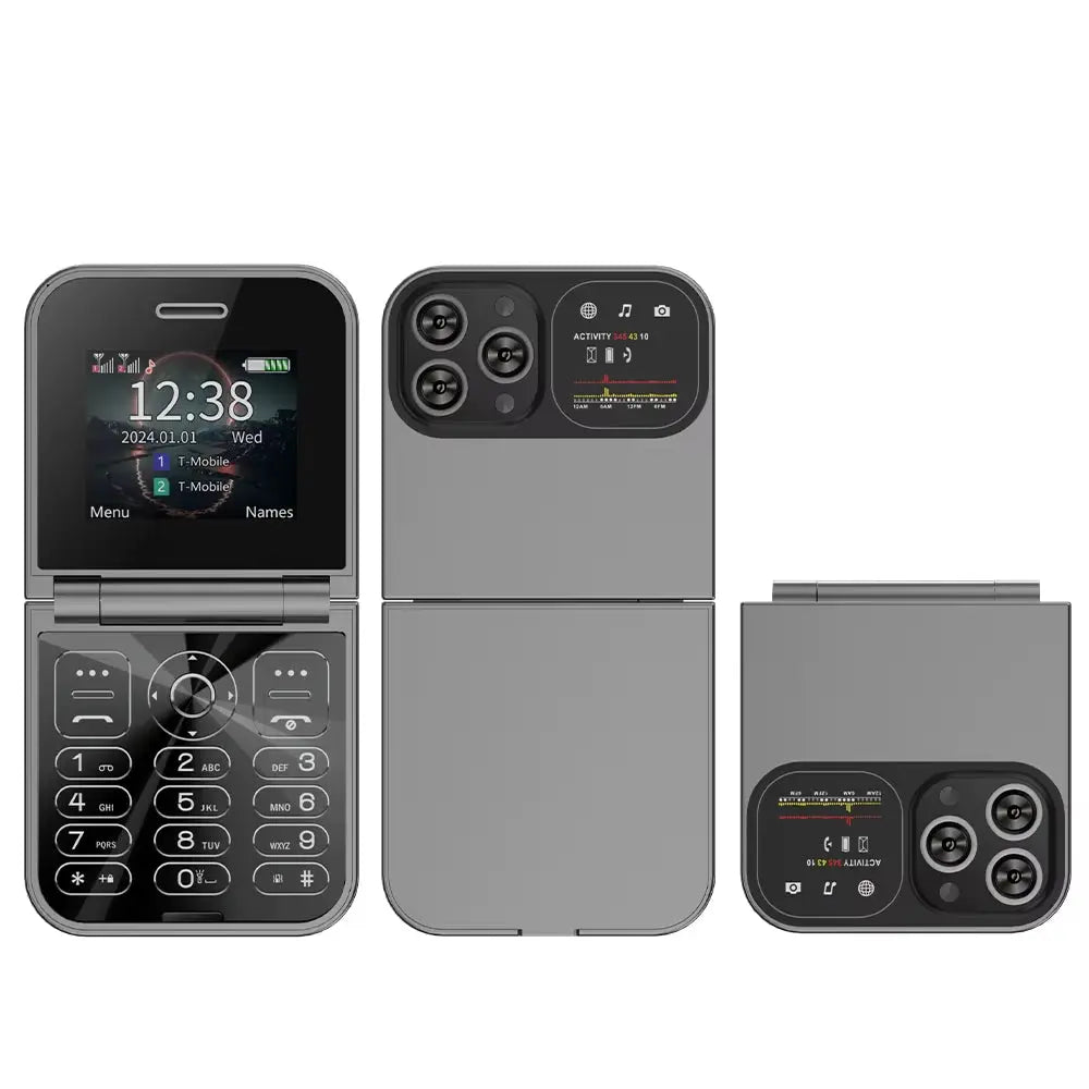 Classic Small Flip Mobile Phone 2G Dual SIM Card Blacklist Speed Dial 2.0“ Screen 180° Fold Button Cellphones New Upgrade