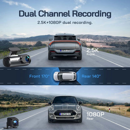 Dash Cam Front and Rear, 4K+1080P Dual Car Camera, Parking Monitor, Loop Recording