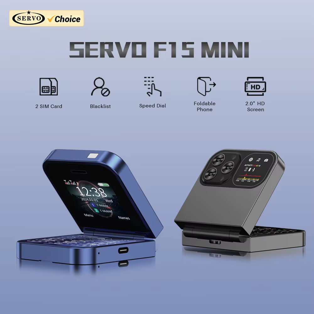 Classic Small Flip Mobile Phone 2G Dual SIM Card Blacklist Speed Dial 2.0“ Screen 180° Fold Button Cellphones New Upgrade