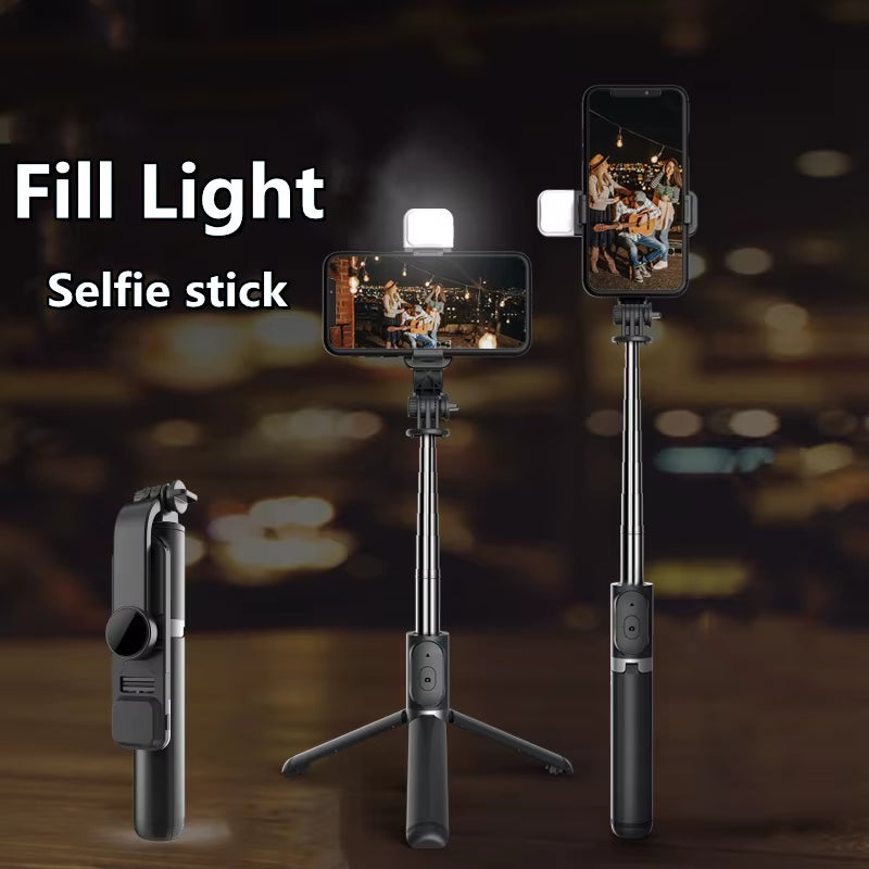 2024 New Wireless Selfie Stick Tripod Bluetooth Foldable Monopod with Led Light Remote Shutter for Iphone Wholesale