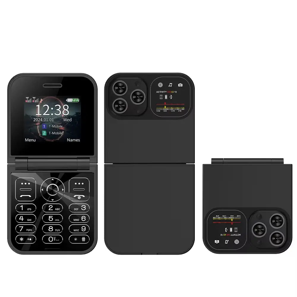 Classic Small Flip Mobile Phone 2G Dual SIM Card Blacklist Speed Dial 2.0“ Screen 180° Fold Button Cellphones New Upgrade