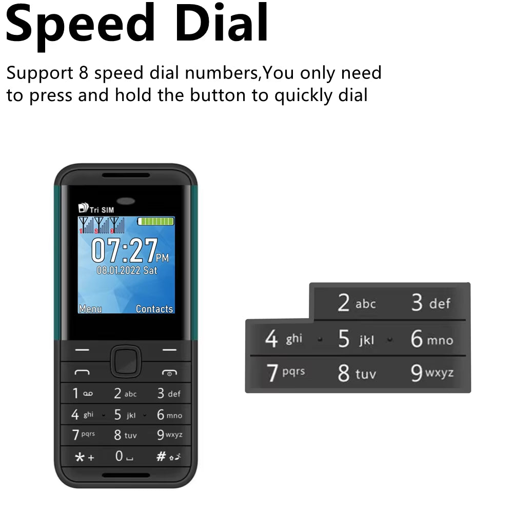 BM5310 3 SIM Card 3 Standby Mini Mobile Phone Auto Call Recorder Bluetooth Dial Speed Dial Magic Voice 1.3" Cellphone