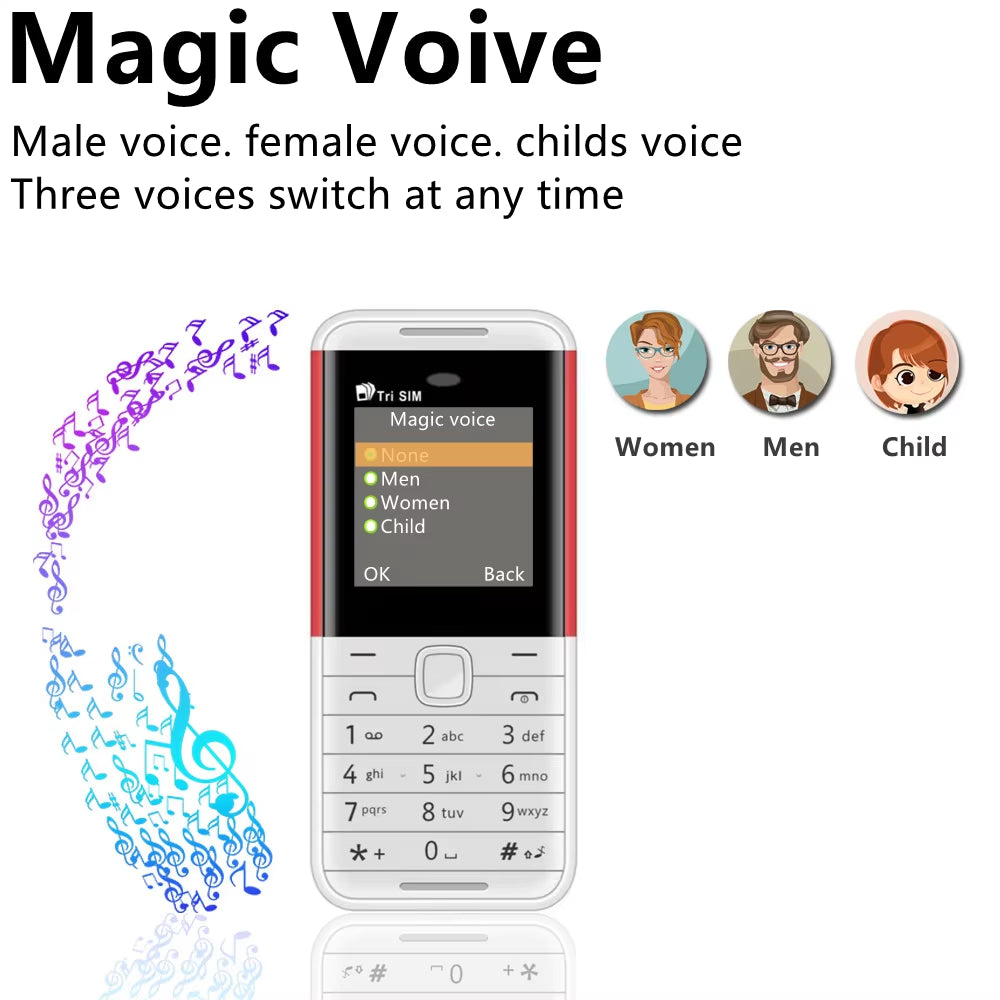 BM5310 3 SIM Card 3 Standby Mini Mobile Phone Auto Call Recorder Bluetooth Dial Speed Dial Magic Voice 1.3" Cellphone