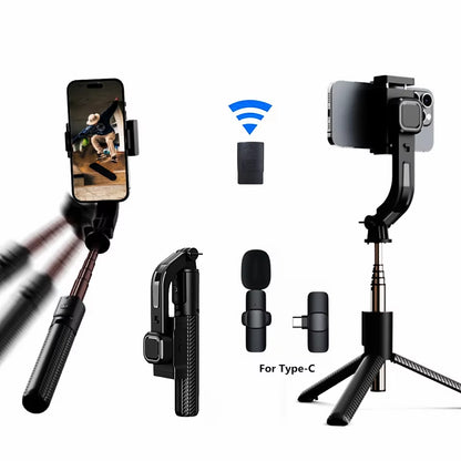Selfie Tripod Bluetooth Gimbal Stabilizer 360 ° Rotation Stable Shooting for Smartphone Live Vertical Shooting Bracket