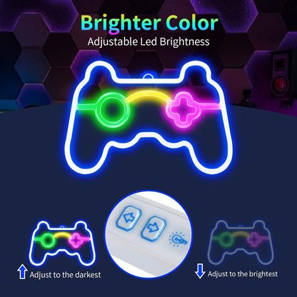 LED Neon Signs Gamepad Neon Sign Shape for Gamer Room Wall Bedroom Decor Lights