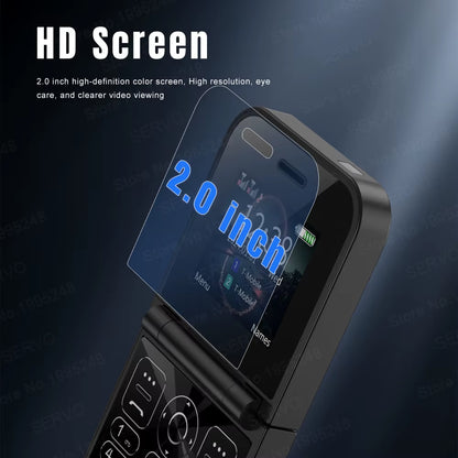 Classic Small Flip Mobile Phone 2G Dual SIM Card Blacklist Speed Dial 2.0“ Screen 180° Fold Button Cellphones New Upgrade