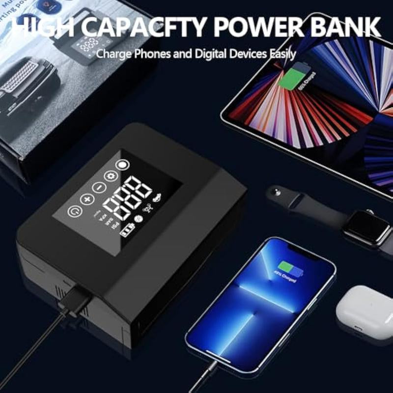 【Hieha】Portable Car Jump Starter, 4000A Car Battery Jump Starter with 150PSI Tire Inflator, 12V Car Battery Jump Starter, 15000Mah Power Bank, with LED Light