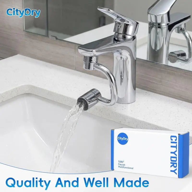 Citydry-Rotatable Faucet Aerator Extension - for Effortless, All-Angle Control, Rotating Swivel Faucet Aerator Extender, Kitchen Bathroom Sink Faucets Sprayer Attachment with 2 Mode Splash(1Pc)
