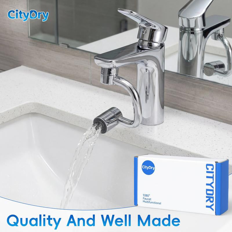 Citydry-Rotatable Faucet Aerator Extension - for Effortless, All-Angle Control, Rotating Swivel Faucet Aerator Extender, Kitchen Bathroom Sink Faucets Sprayer Attachment with 2 Mode Splash(1Pc)